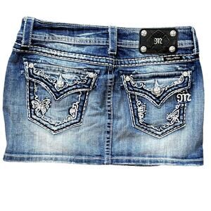 Miss Me Jean mini butterfly skirt